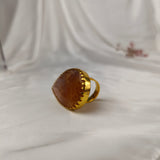 Sienna Moss Statement Slice Ring – Gold Plated Agate Cocktail Ring