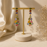 Tourmaline Matrix Cascade Drops –  Gold Plated Multi-Gemstone Chandelier Earrings
