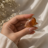 Sienna Moss Statement Slice Ring – Gold Plated Agate Cocktail Ring