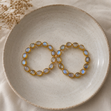 Luminous Orbit Statement Hoops – Gold Plated Rainbow Moonstone Garland Hoops