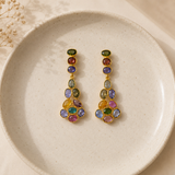 Tourmaline Matrix Cascade Drops –  Gold Plated Multi-Gemstone Chandelier Earrings