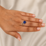 Cobalt Chevron Twist Ring – Silver-Plated Brass Open Bypass Ring