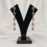 Azure Horizon Linear Dangle Earrings – Gold Plated Periwinkle Stone Statement Drops