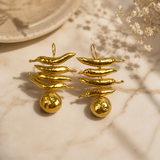 Talismanic Chilli Cluster Earrings – 18K Gold Plated Sculptural Drop Earrings