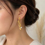 Siren Textured Pearl Drops – 18K Gold Plated Sculptural Baroque Drop Earrings