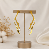 Siren Textured Pearl Drops – 18K Gold Plated Sculptural Baroque Drop Earrings