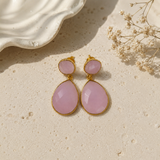 Rose Quartz Teardrop Dangles – Faceted Pastel Pink Gemstone Drop Earrings