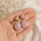 Rose Quartz Teardrop Dangles – Faceted Pastel Pink Gemstone Drop Earrings