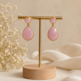 Rose Quartz Teardrop Dangles – Faceted Pastel Pink Gemstone Drop Earrings