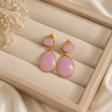 Rose Quartz Teardrop Dangles – Faceted Pastel Pink Gemstone Drop Earrings