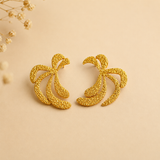 Abstract Textured Palm Studs – Sculptural Metallic Statement Earrings