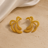 Abstract Textured Palm Studs – Sculptural Metallic Statement Earrings