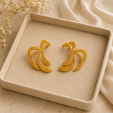 Abstract Textured Palm Studs – Sculptural Metallic Statement Earrings