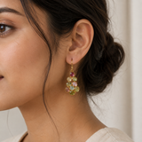 Tourmaline Matrix Cluster Drops – Gold Plated Multi-Gemstone Statement Earrings