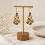 Tourmaline Matrix Cluster Drops – Gold Plated Multi-Gemstone Statement Earrings