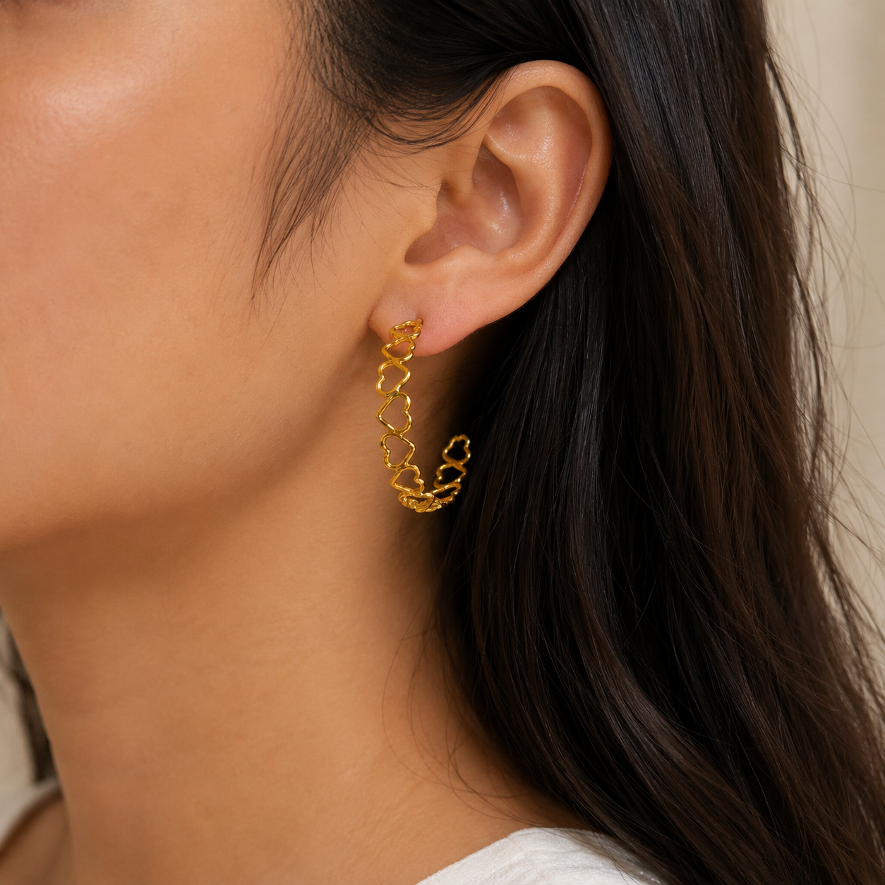 Artisan Sculptural Sunburst Hoops – Gold Plated Heart Matrix Openwork Creoles