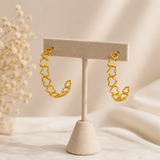 Artisan Sculptural Sunburst Hoops – Gold Plated Heart Matrix Openwork Creoles