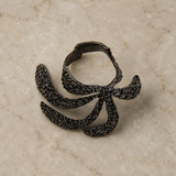 Gothic Shadow Abstract Cocktail Ring – Textured Open-Back Statement Ring