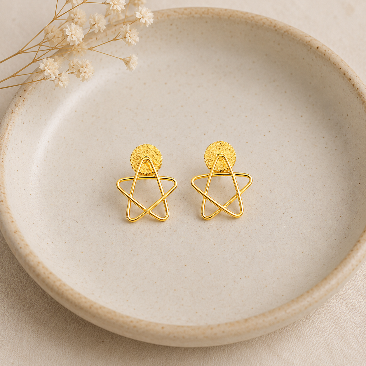 Tessellated Prism Studs – Gold Plated Geometric Star Statement Earrings