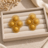 Celestial Galaxy Statement Studs – Textured Metallic Sunburst Cluster Earrings