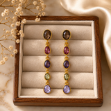 Autumn Orchard Multi-Stone Dangles – 18K Gold Plated Linear Cascade Earrings