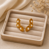 Luna Ripple Ear Climbers – Gold Plated Textured Coil & Pearl Earrings