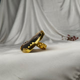 Eclipse Nebula Statement Ring – Gold Plated Cocktail Ring with Organic Scenic Dendritic Agate