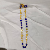 Lapis Floral Long Chain Necklace – Gold Plated Brass Botanical Link Station Necklace