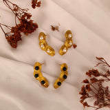 Luna Ripple Ear Climbers – Gold Plated Textured Coil & Pearl Earrings