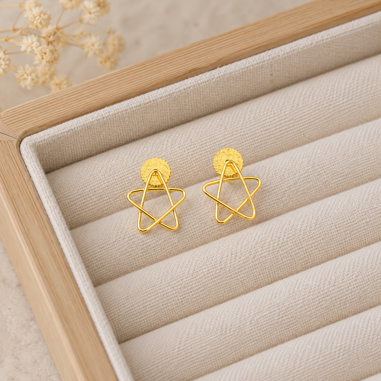 Tessellated Prism Studs – Gold Plated Geometric Star Statement Earrings