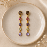 Riviera Candy Link Statement Earrings – Gold Plated Pastel Multi-Stone Drops