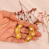 Luna Ripple Ear Climbers – Gold Plated Textured Coil & Pearl Earrings