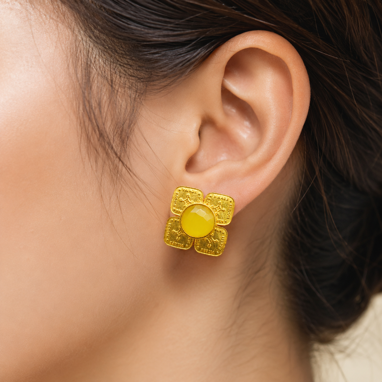 Golden Petal Glow Earrings
