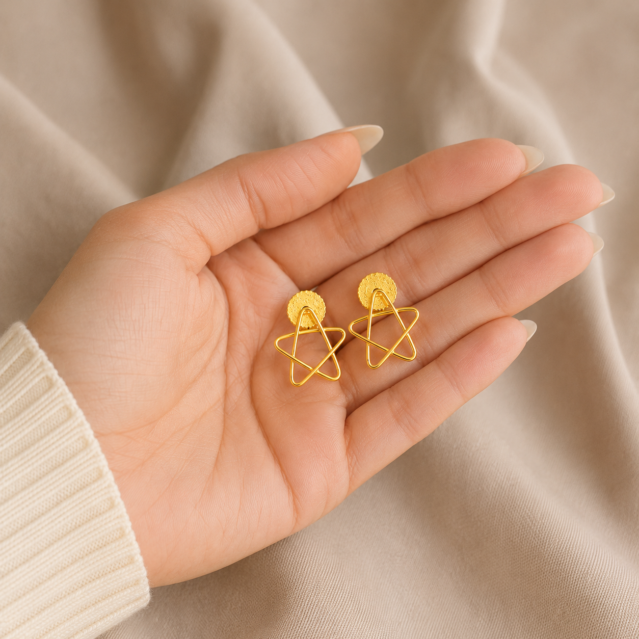 Tessellated Prism Studs – Gold Plated Geometric Star Statement Earrings