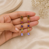 Riviera Candy Link Statement Earrings – Gold Plated Pastel Multi-Stone Drops