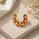 Luna Ripple Ear Climbers – Gold Plated Textured Coil & Pearl Earrings