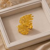 The Molten Lava Statement Ring – Textured Gold Plated Brass Abstract Cocktail Ring