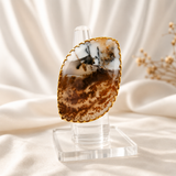 Sienna Wilderness Cocktail Ring – Gold Plated Elongated Scenic Agate Statement Ring