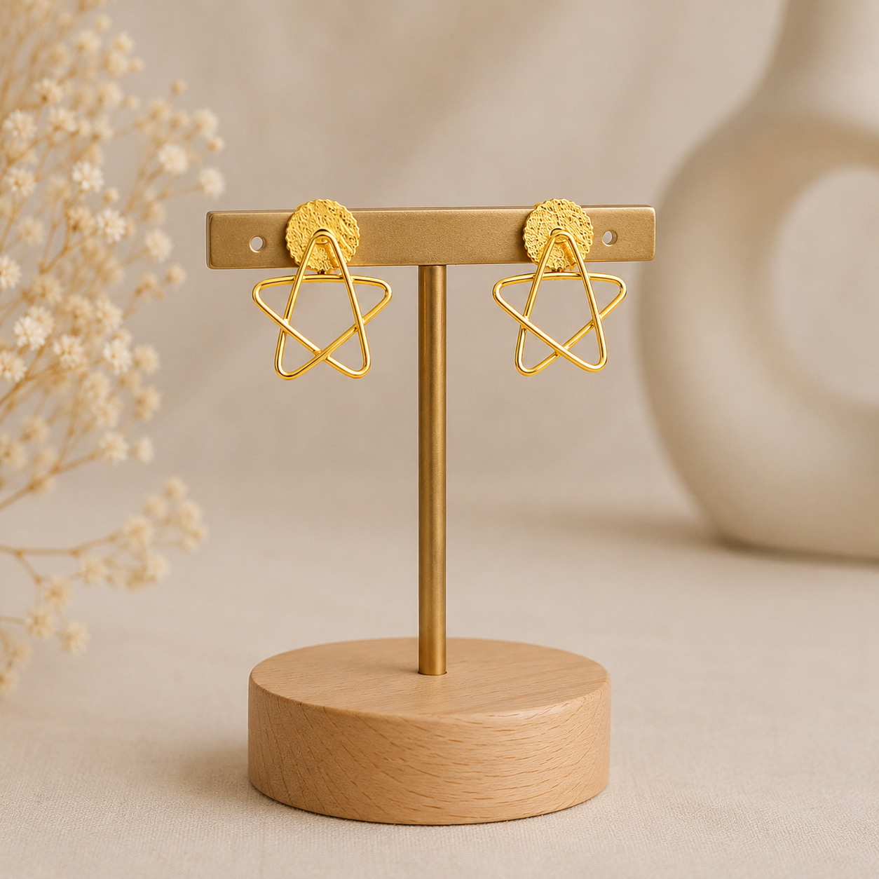 Tessellated Prism Studs – Gold Plated Geometric Star Statement Earrings