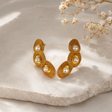 Luna Ripple Ear Climbers – Gold Plated Textured Coil & Pearl Earrings