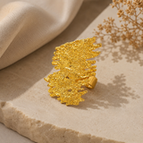 The Molten Lava Statement Ring – Textured Gold Plated Brass Abstract Cocktail Ring