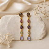 Autumn Orchard Multi-Stone Dangles – 18K Gold Plated Linear Cascade Earrings