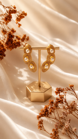 Luna Ripple Ear Climbers – Gold Plated Textured Coil & Pearl Earrings
