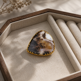 Eclipse Nebula Statement Ring – Gold Plated Cocktail Ring with Organic Scenic Dendritic Agate