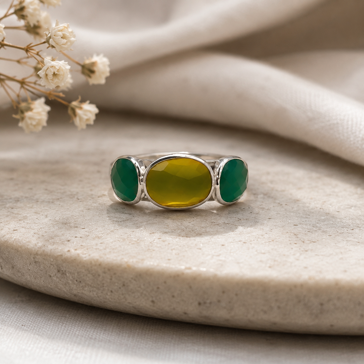 The Aegean Teardrop Eternity Ring – Multi-Stone Bezel Set Statement Ring