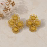 Celestial Galaxy Statement Studs – Textured Metallic Sunburst Cluster Earrings