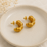 The Gilded Croissant Hoops – Gold Plated Ridged Chunky Statement Creoles