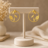 Olive Branch Halo Studs – Gold Plated Circular Botanical Statement Earrings