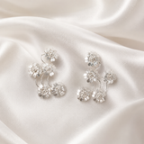 Meadow Cascade Earrings – Silver Plated Textured Botanical Chandelier Drops