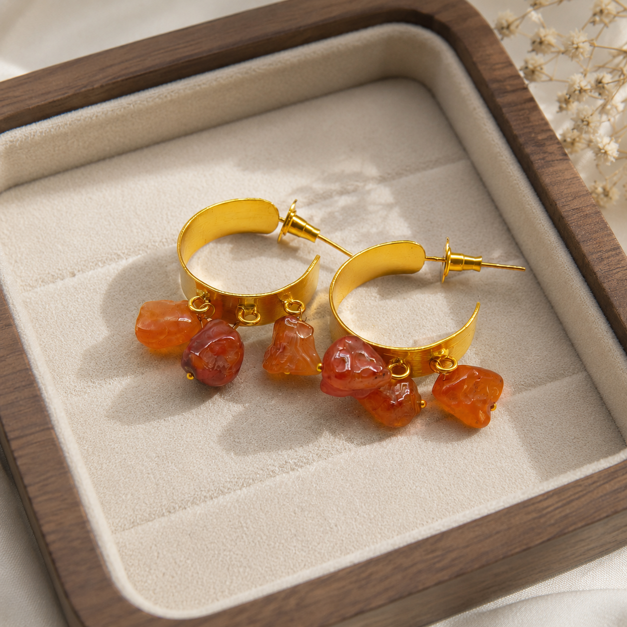Amber Aura Hoops Earrings